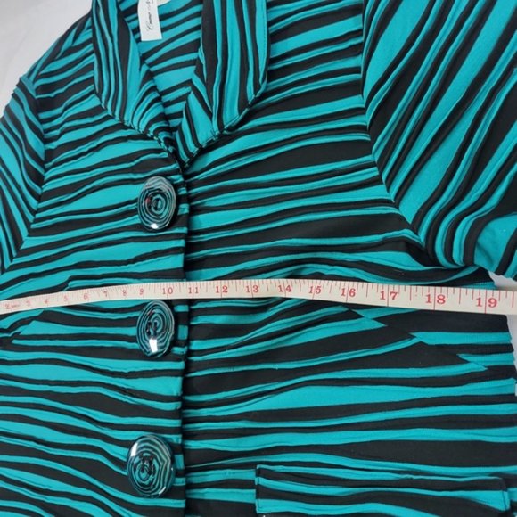 Come N See Button Green Black Striped Tunic Womens Small Jacket  - Picture 11 of 16